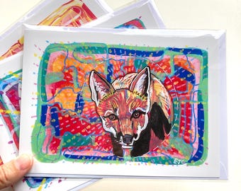 Fox Art Card, Blank Wildlife Greeting Card