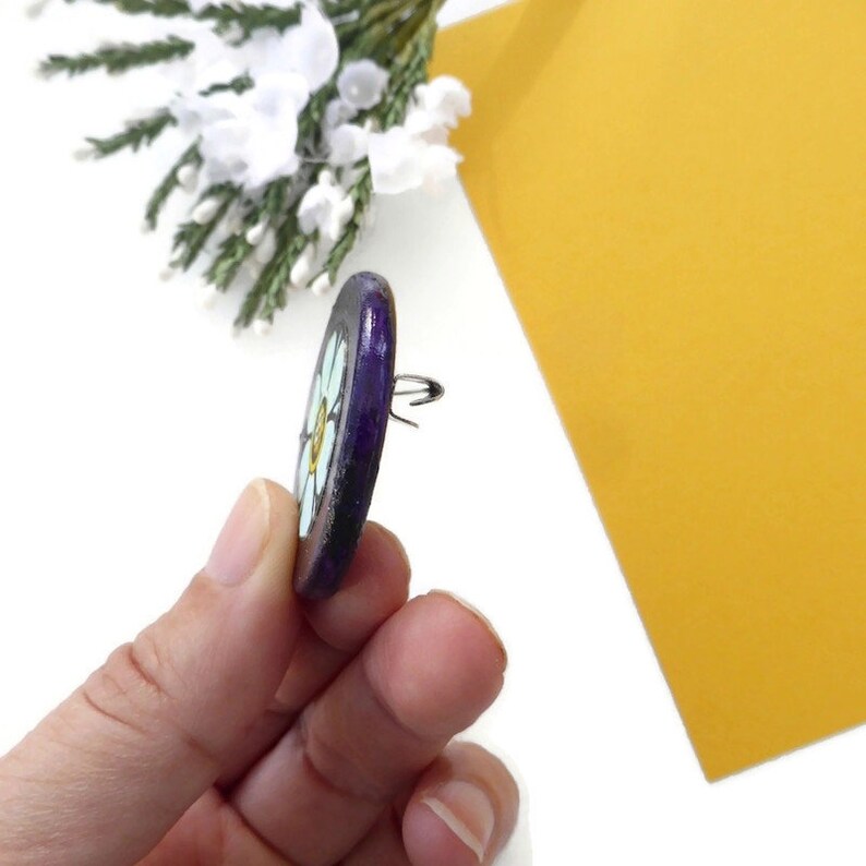 Flower brooch on wood original flower jewellery image 5