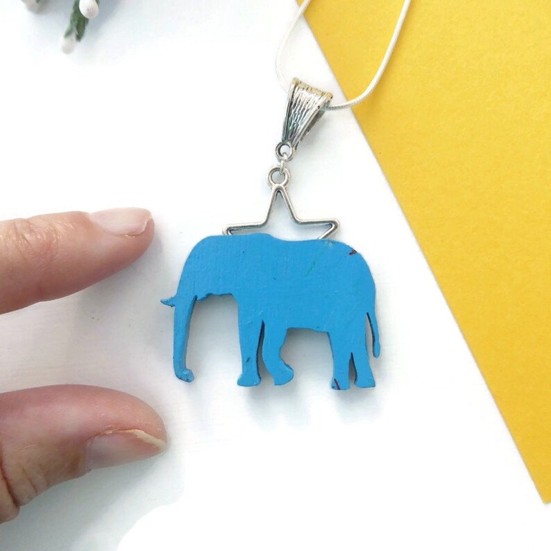 Elephant necklace painted on wood original elephant lovers image 7
