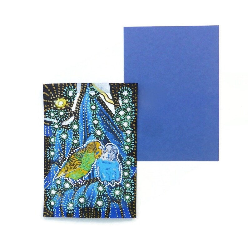 Budgie painting on paper original budgie art print hand image 1