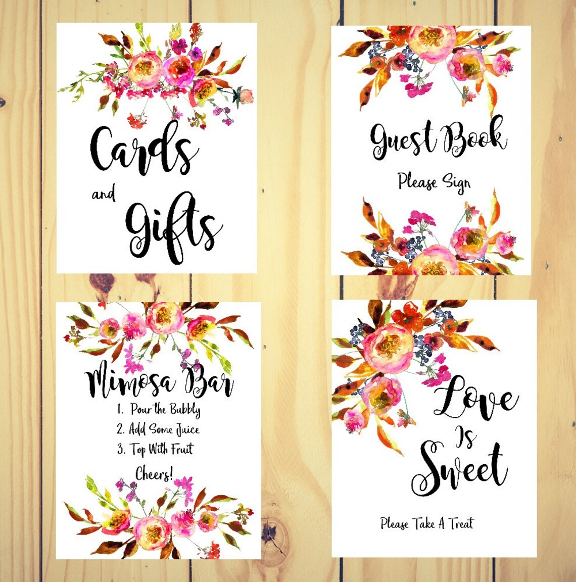 Bridal Shower Signs Bridal Sign Set Floral Bridal Shower Etsy
