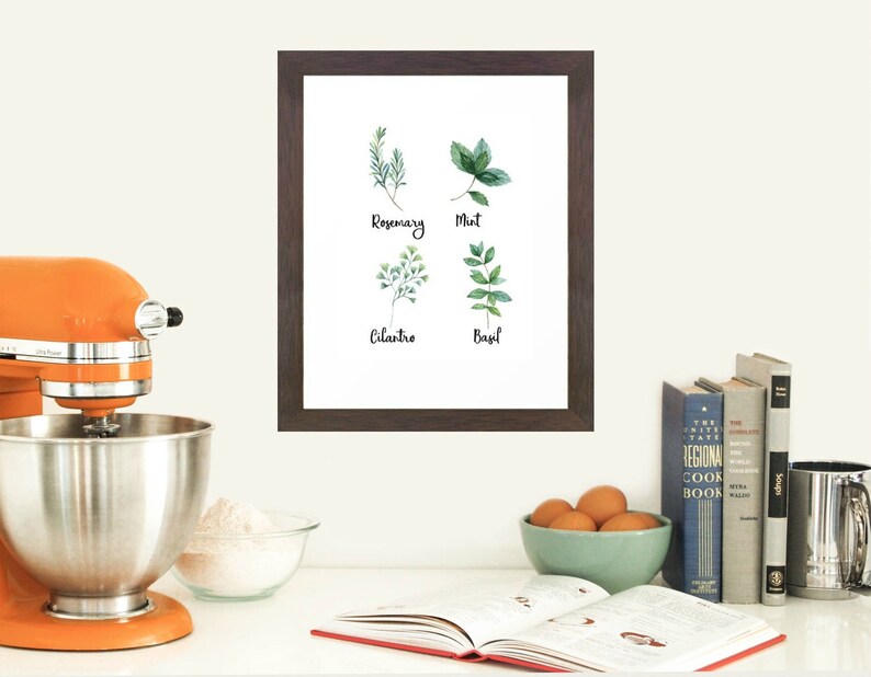 Kitchen Wall Art Watercolor Herbs Watercolor Print Etsy