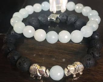 Aquamarine elephant aroma diffuser bracelet