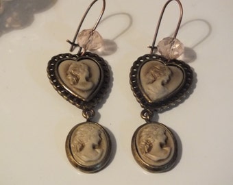 Cameo heart earrings