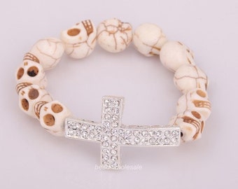 Rhinestone Cross and Skull Beads