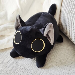 黒猫のパンのぬいぐるみ、手作りのスクイーズぬいぐるみ、猫のぬいぐるみ