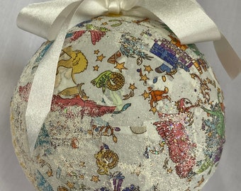 Liberty fabric Sparkly Christmas Bauble