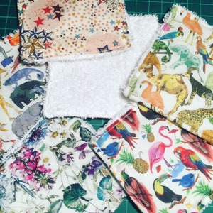 4 Beautiful Handmade Liberty Cotton Tana Lawn & Towelling Make Up Remover Pads - reuse, recycle, environmentally friendly.