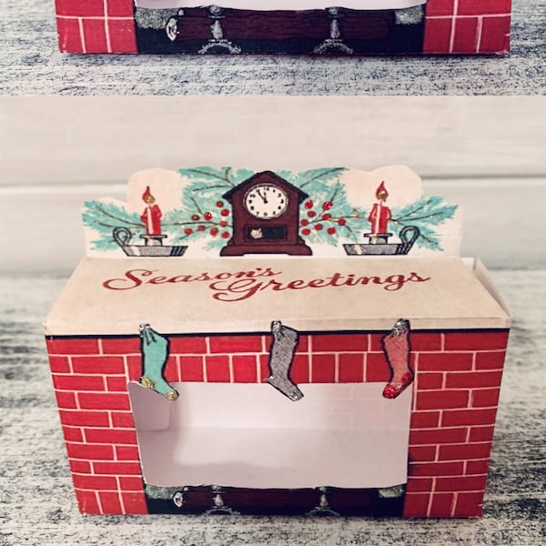 Vintage Sweets Christmas Fireplace Candy box - Printable Candy Container-DIGITAL FILE PDF