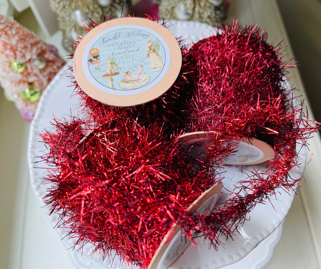Vintage Tinsel Garland NEW 12 Ft Spool6 Colors. Old Fashioned Tinsel