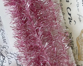 Vintage Rare Pink German LEAD Lametta Tinsel Feather Tree Garland-12 feet+ NOS on card tinsel-READ description!