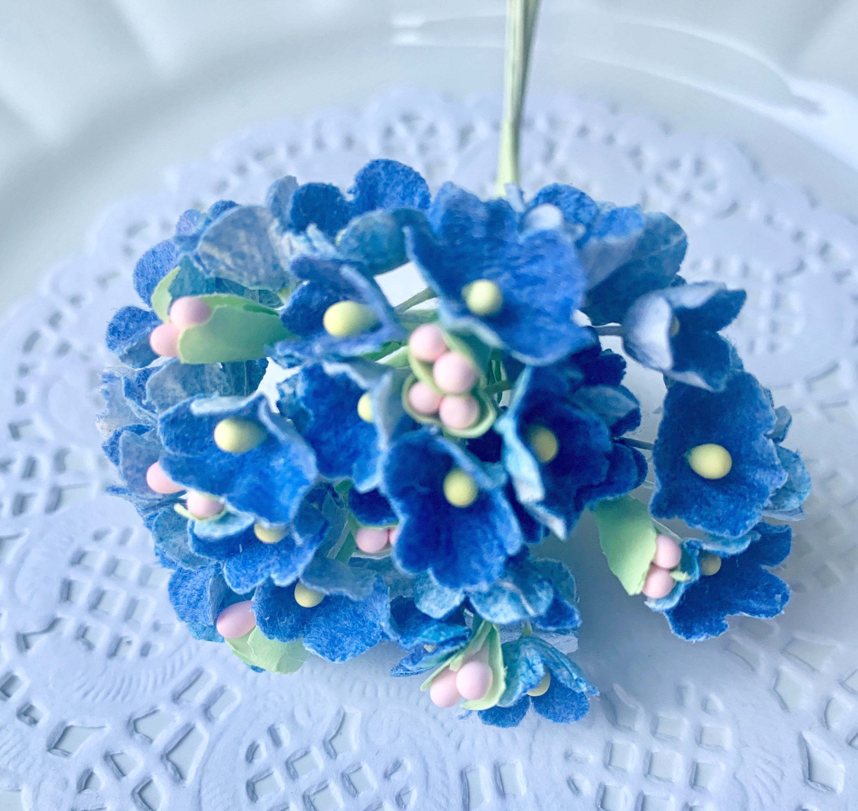Miniature-flower Bundle -Royal/Denim Blue - 8 stem- New-Vintage Forge…