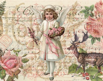 ¡Mi collage de Pink Sugar Angel para tu ARTE! Gráficos digitales del ángel de Navidad