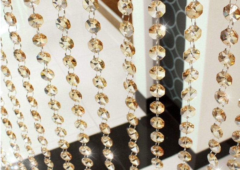 Champagne colored beaded curtain for decoration