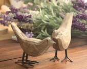 A pair of wood carving birds for home decoration