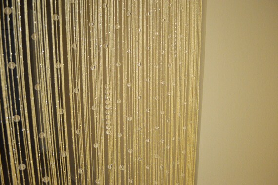 Golden Tone Beaded Curtain Etsy