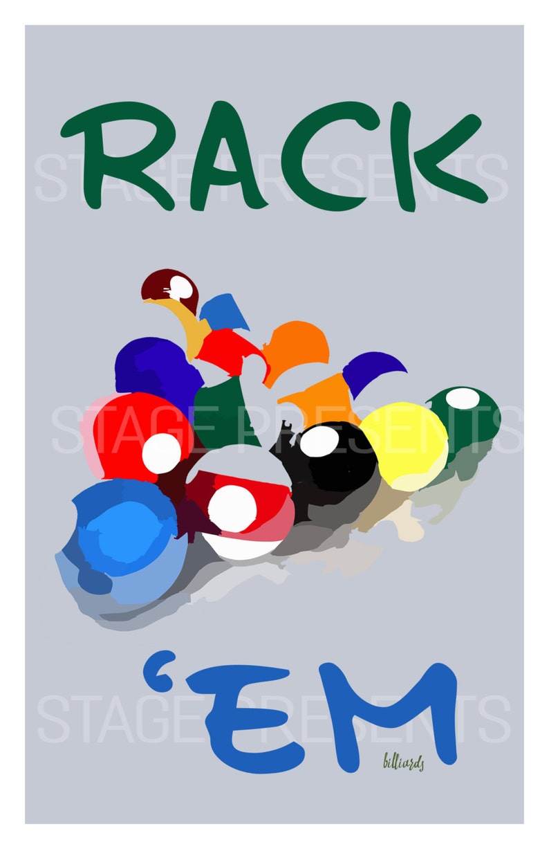 Rack 'Em Pool/Billiards Poster Game Room Poster Etsy