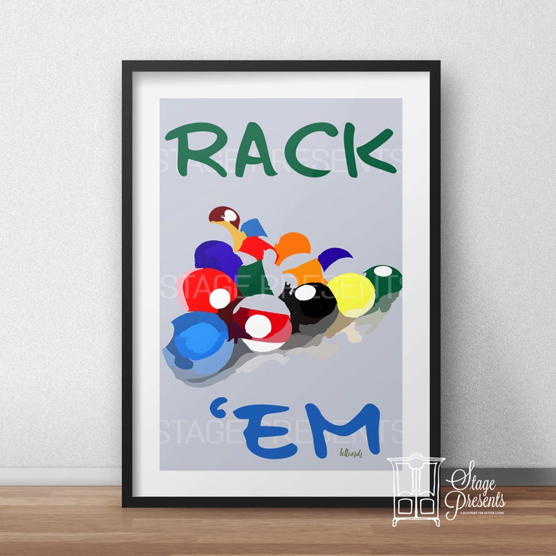 Rack 'Em Pool/Billiards Poster Game Room Poster Etsy