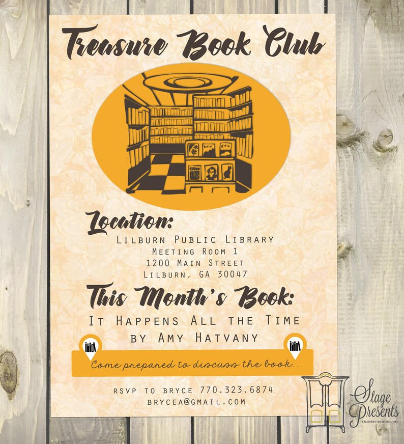 Literary Book Club Invitation 5x7 DIY Print at Home Etsy