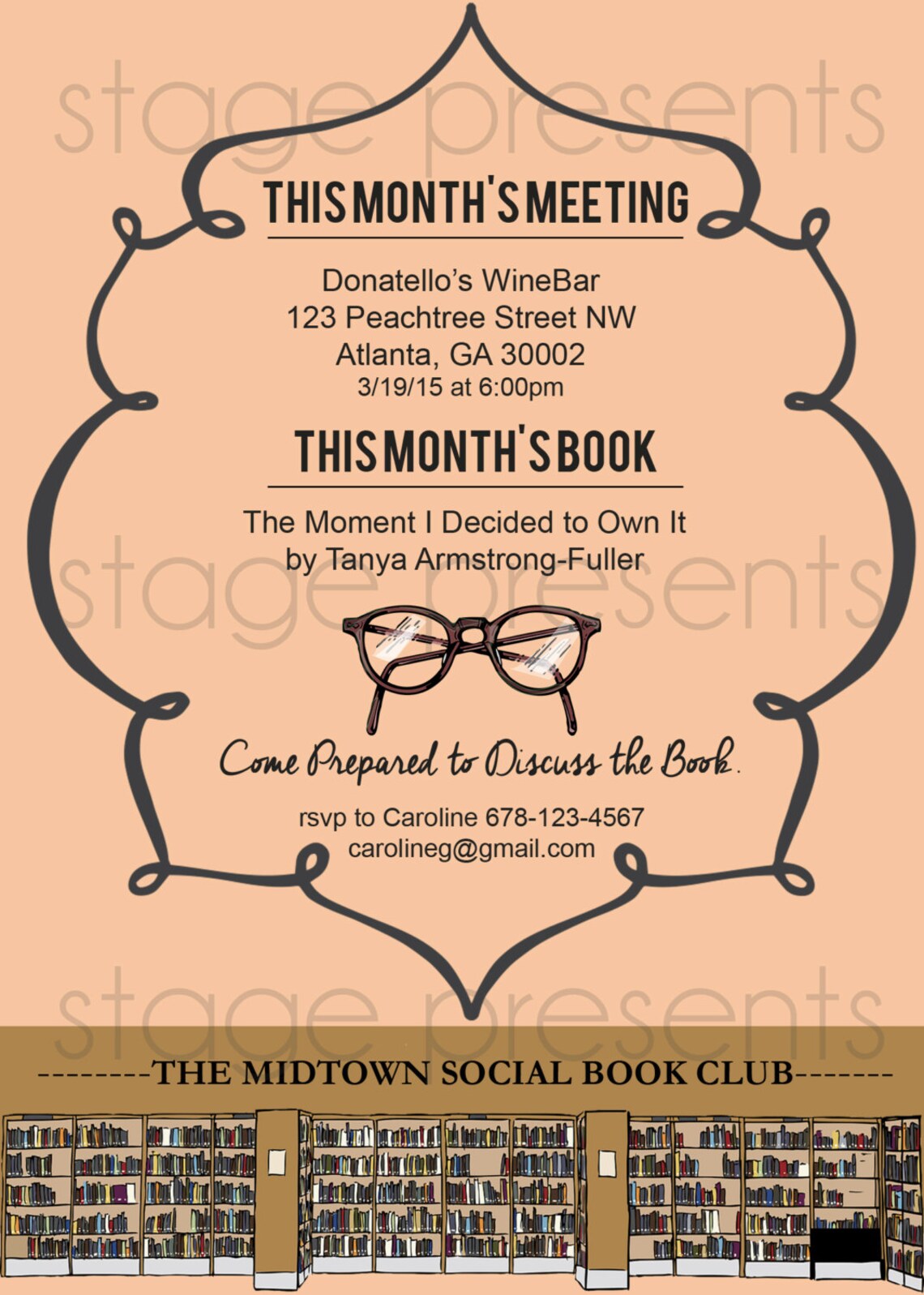 Literary Book Club Invitation 5x7 DIY Print At Home Etsy