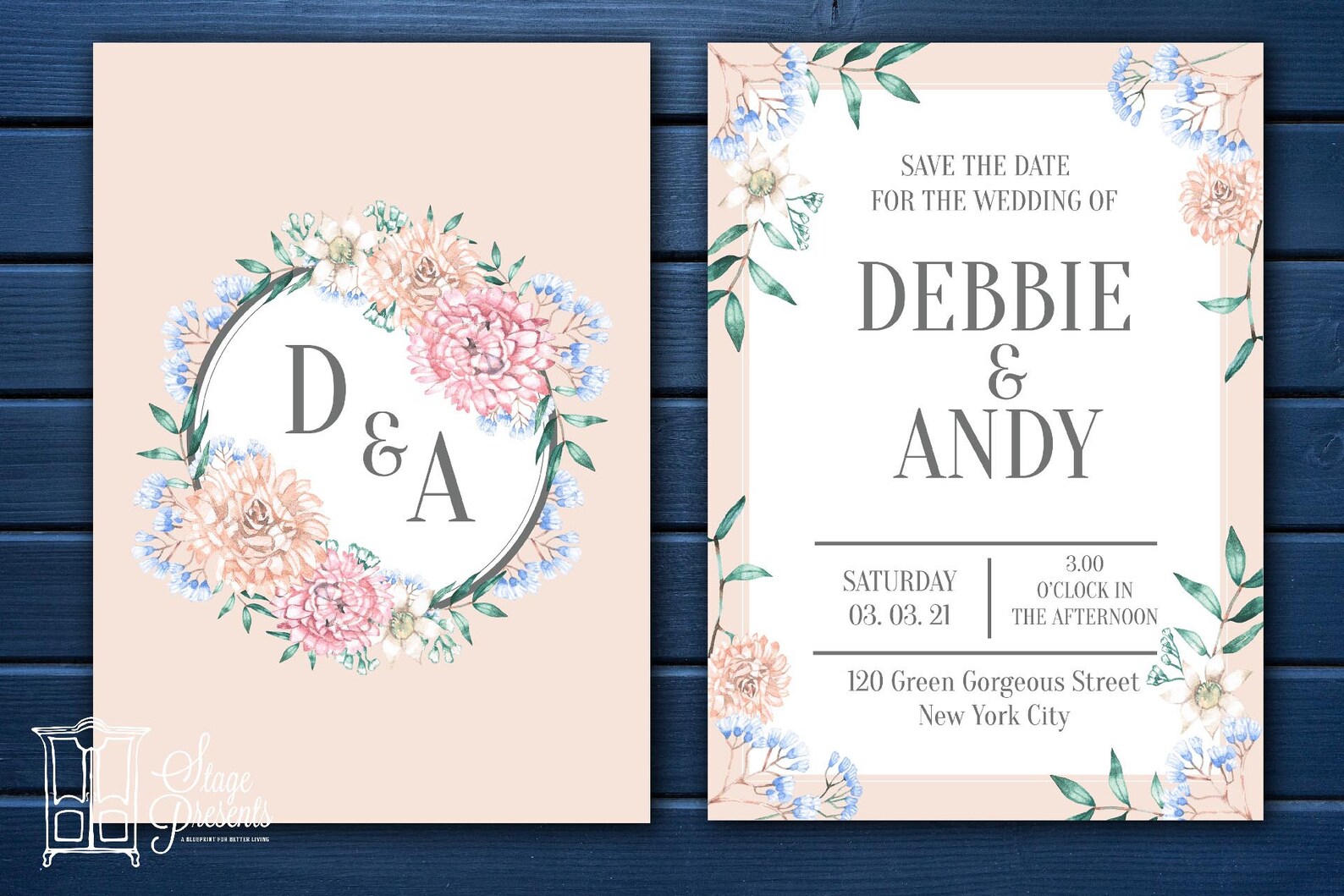 Custom Save The Date Card Front And Back Printable 5X7 Etsy