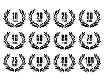 Anniversary Laurel Clipart - Instant Download - Commercial And Personal Use - Laurel Graphics - Anniversary Graphics - Milestone Graphics