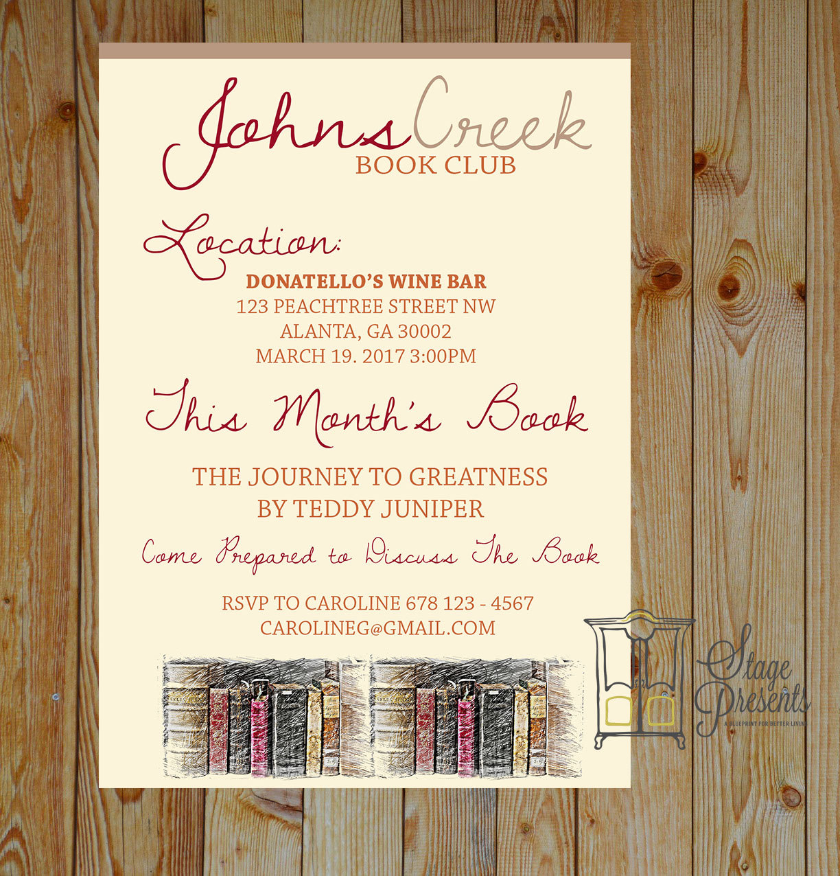 Literary Book Club Invitation 5x7 DIY Print At Home Etsy