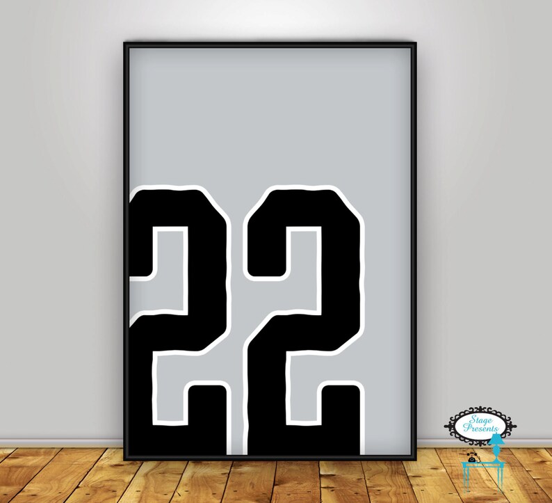 jersey number digital print 11x14 instant download wall etsy