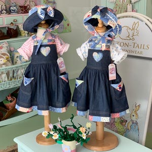 Chambray Denim Dress and Sun Hat … with patchwork trim.