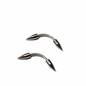 Pick Lot - 16G Spiked Eyebrow / Nipple  Labret Curved Barbell - Banana Body Piercing 10mm Long