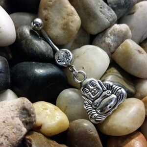 Buddha head Belly ring Dangling Navel Jewlery body Piercings of Celestial Buddhism Symbolism Handmade Pick color image 3