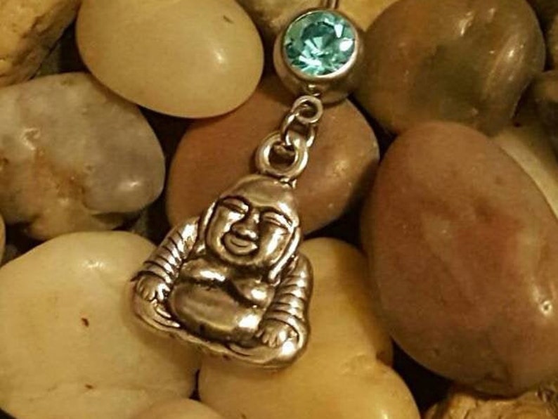 Buddha head Belly ring Dangling Navel Jewlery body Piercings of Celestial Buddhism Symbolism Handmade Pick color image 6