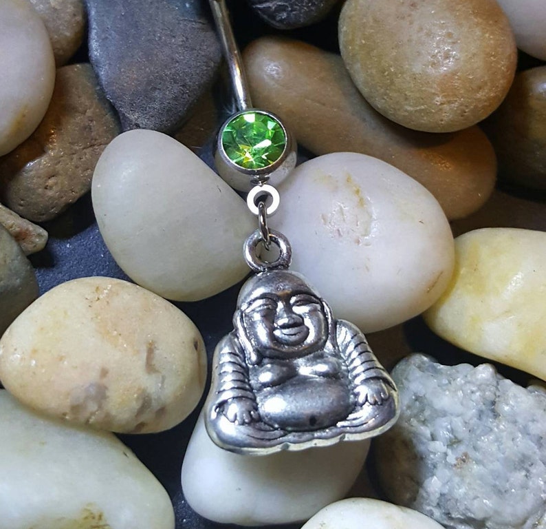 Buddha head Belly ring Dangling Navel Jewlery body Piercings of Celestial Buddhism Symbolism Handmade Pick color image 2