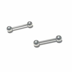PICK GAUGE - 10G / 12G or 14G - 2 Pieces Straight Barbell 4mm Balls Surgical Steel in Length nipple piercing jewlery