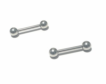 PICK GAUGE - 10G / 12G or 14G - 2 Pieces Straight Barbell 4mm Balls Surgical Steel in Length nipple piercing jewlery