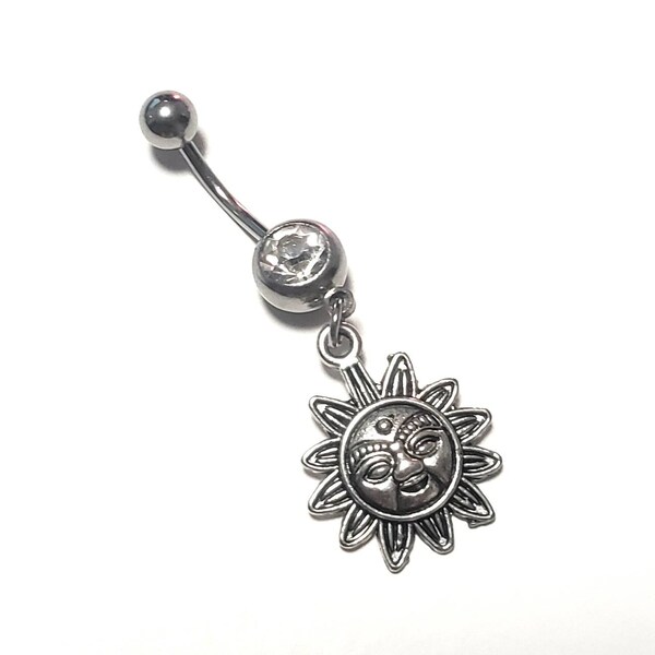 Pick color gem - Dangling Tribal sun Belly ring Navel Jewlery body Piercings handcuffs sexy Handmade