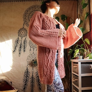 Crochet Cardigan WRITTEN PATTERN/Crochet long cardigan/ Boho crochet cardigan pattern/Crochet winter cardigan/Cables stitch cardigan