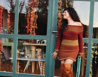 Häkeln SCHRIFTLICHE MUSTER/Tunika Pullover/Häkeln off-shoulder Pullover/häkeln Kleid/leicht häkeln Tunika Kleid/Häkeln Boho Kleid