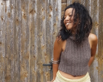 Gehäkeltes WRITTEN PATTERN Frau Top/Eleganz Top gehäkelt/Gehäkeltes High-Neck Design/Gehäkeltes Top für alle Jahreszeiten/Crochet Crop Top