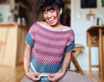 Crochet WRITTEN PATTERN/Crochet Crop Sweater/Easy Crochet pattern/Crochet oversized sweater/Crochet sweater pattern for beginner