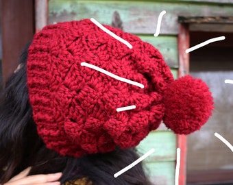 Häkelmütze SCHRIFTMUSTER/Häkelmütze/Häkelmütze mit Pom Pom Muster/Häkeln DIY/Häkelmütze Winterkollektion