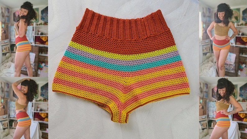 Crochet WRITTEN PATTERN pants/Retro Crochet shorts/Boxer/Hippie pants image 10