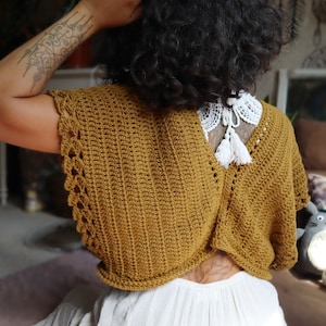 Crochet Boho Bolero WRITTEN PATTERN/Crochet Summer Oversized Crop top/Crochet Summer Bolero/Boho Crochet top/Hippie crochet crop top image 2