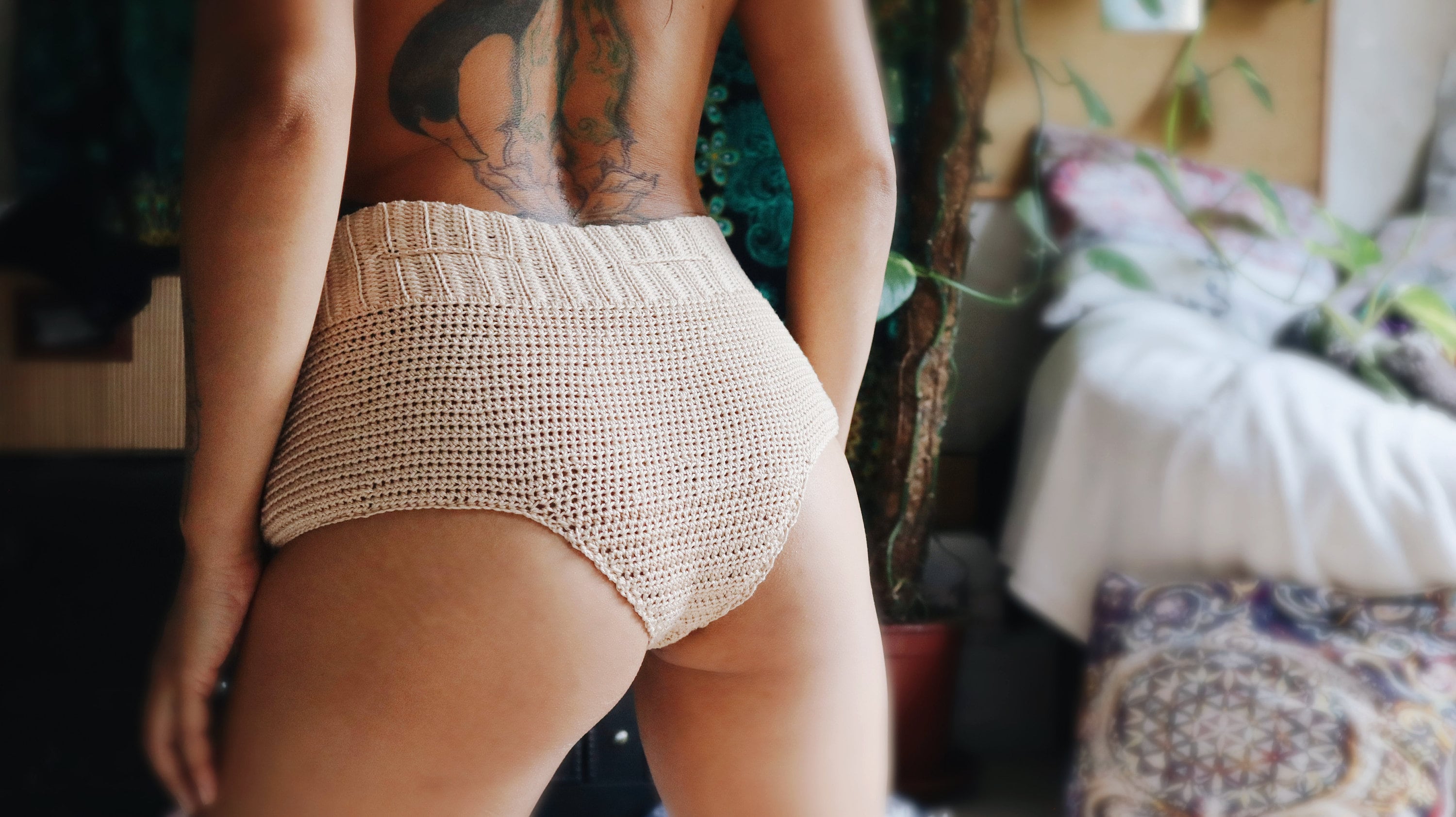 Crochet White & Light Blue Doll Shorts/ Underwear