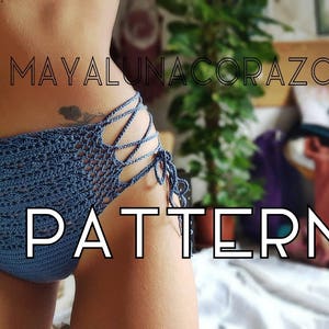 Crochet panties/Bikini bottom/High waisted underwear/Lace up/70s crochet fashion ~ Written pattern