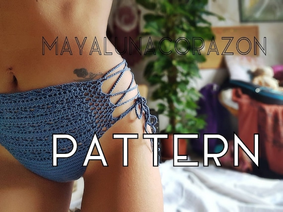 Crochet Panties/bikini Bottom/high Waisted Underwear/lace Up/70s