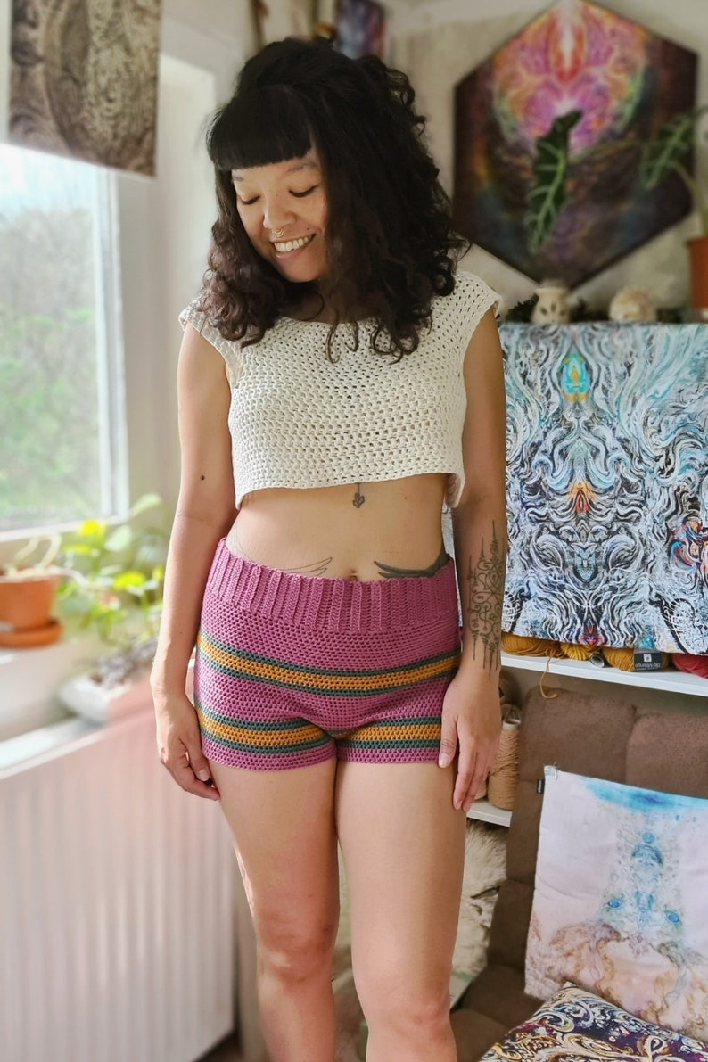 Crochet WRITTEN PATTERN pants/Retro Crochet shorts/Boxer/Hippie pants image 8
