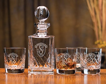 Director's Whiskey Set - 5 piece Luxury Barware - Personalized Gift Engraved