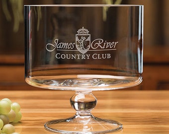 English Trifle Footed Glass Bowl  - Non-lead Crystal - Personalized Gift Bowl Engraved