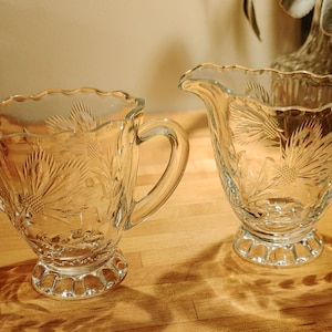 Cream and Sugar Set - Crystal Clear Glass with Embossed Design